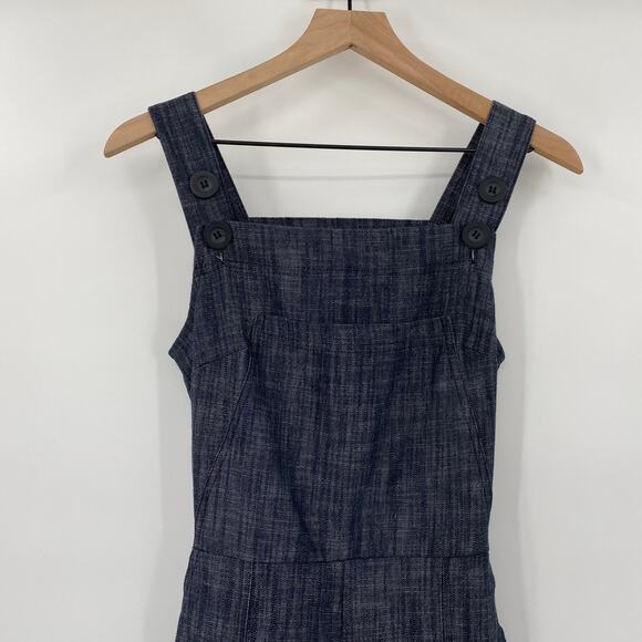 Nooworks Denim Overall Jumpsuit Wide Leg Sleeveless Chambray Dark Wash Womens XS - Picture 3 of 9
